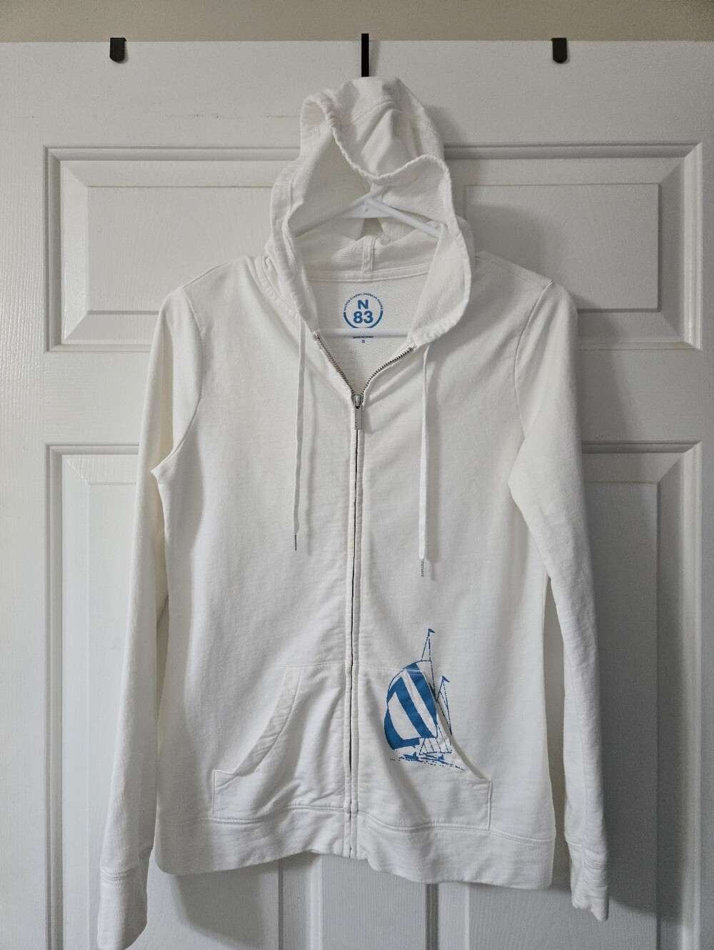 Nautical White Full Zip Hoodie - Size Small